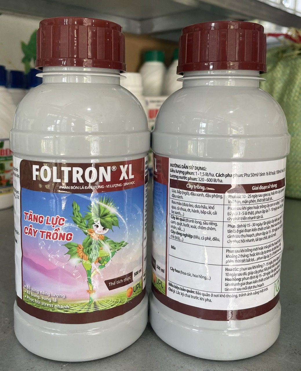 Phân bón lá nhập khẩu Mexico Foltron XL 500ml, chống stress phục hồi cây, kích ra rễ, cây xanh tốt.3