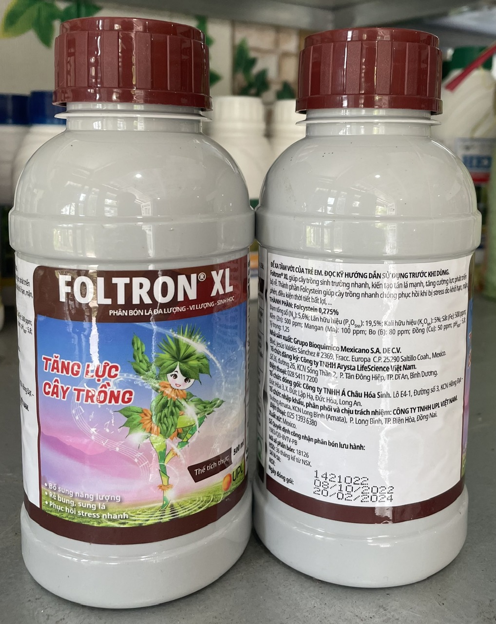 Phân bón lá nhập khẩu Mexico Foltron XL 500ml, chống stress phục hồi cây, kích ra rễ, cây xanh tốt.2