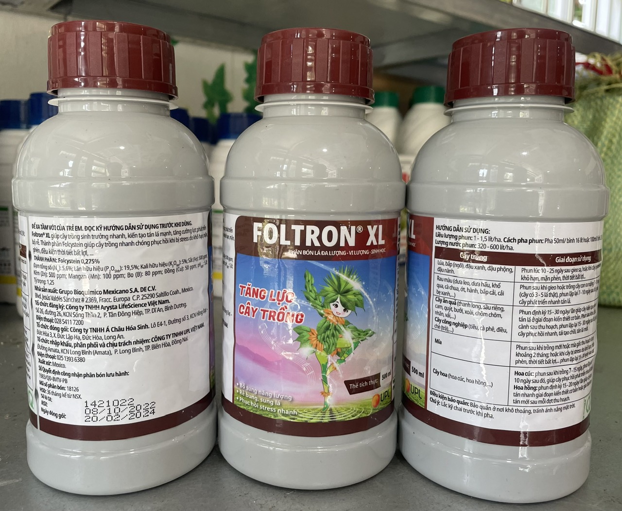 Phân bón lá nhập khẩu Mexico Foltron XL 500ml, chống stress phục hồi cây, kích ra rễ, cây xanh tốt.7
